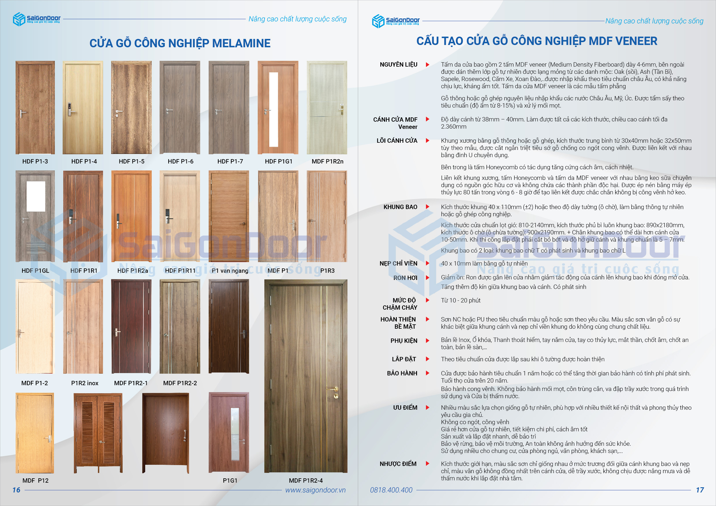 Catalogue cửa gỗ công nghiệp, catalogues cửa gỗ MDF, catalog cửa gỗ HDF, cửa gỗ melamine