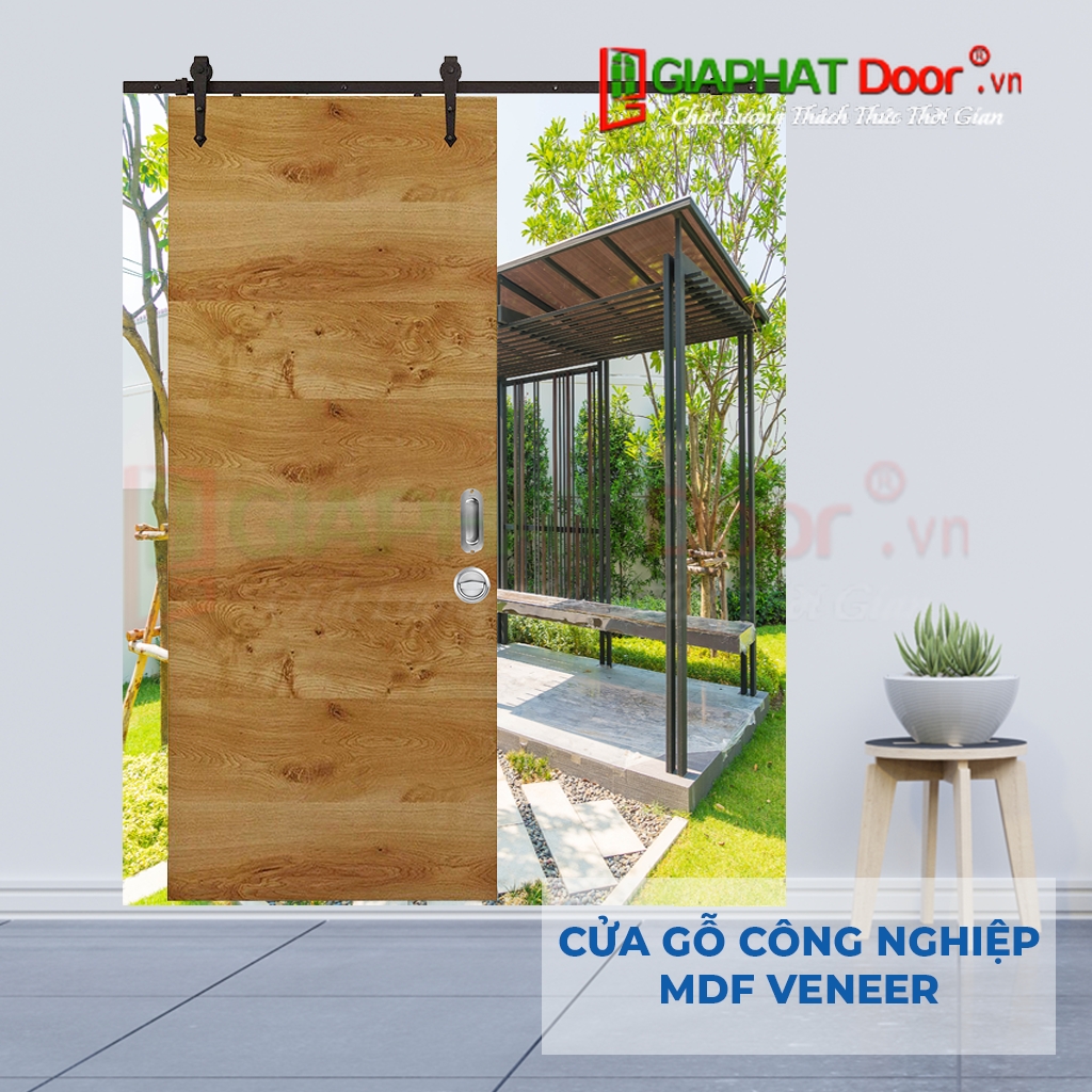 Cửa gỗ 1 cánh chất liệu MDF Veneer mang phong cách thiết kế hiện đại, trẻ trung, sang trọng